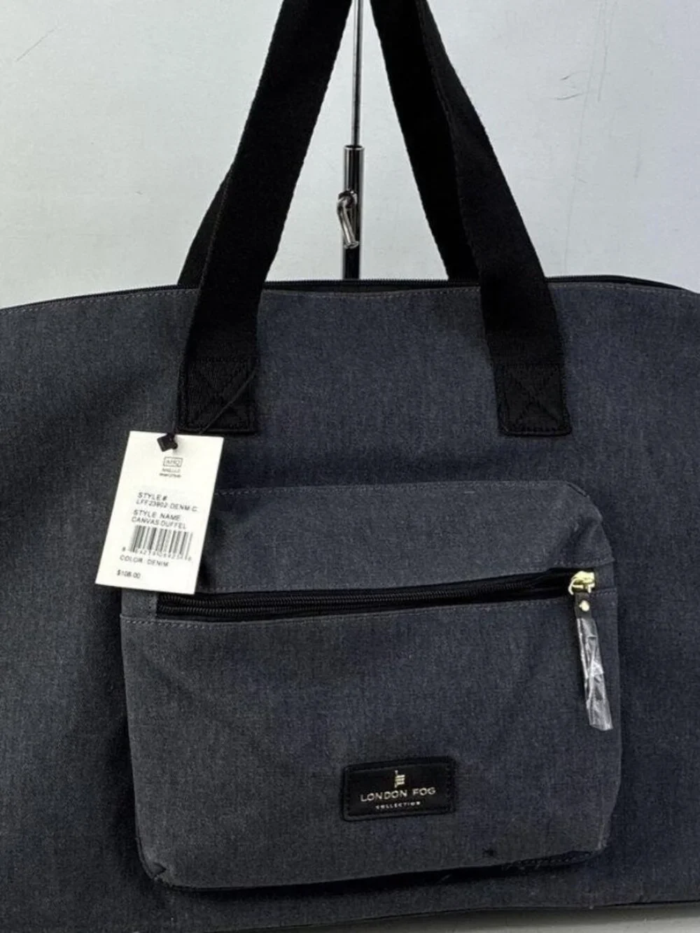NWT London Fog Canvas Denim Duffel